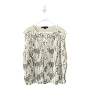 Marc New York Andrew‎ Marc Ivory Velvet Silver Sequin Blouse One Size